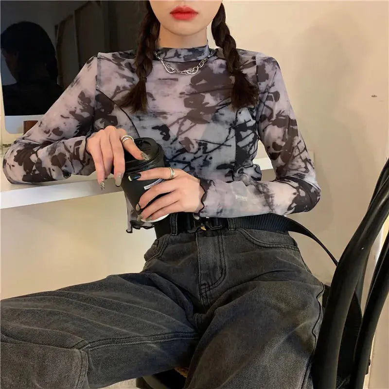 Shadows Motion Long Sleeve Crop Top