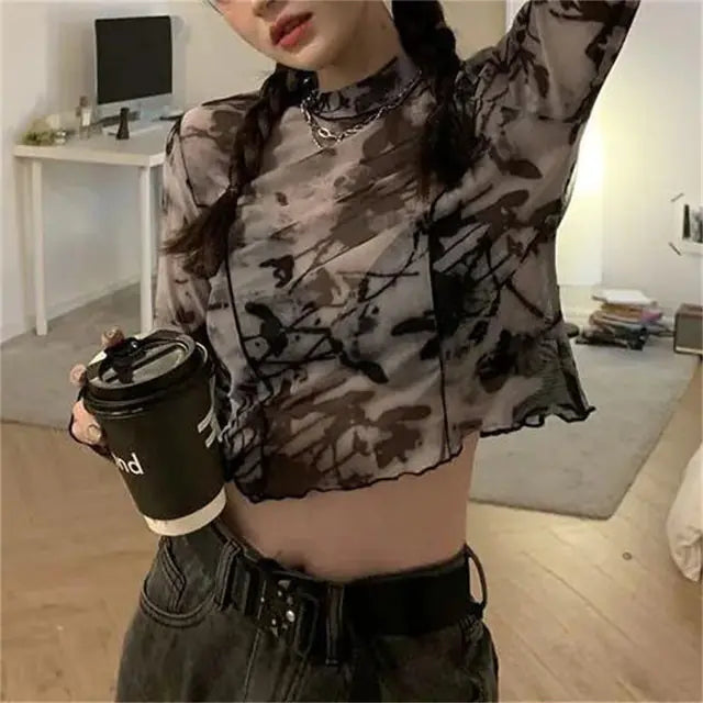 Shadows Motion Long Sleeve Crop Top