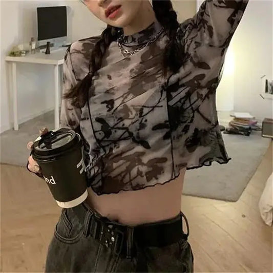 Shadows Motion Long Sleeve Crop Top