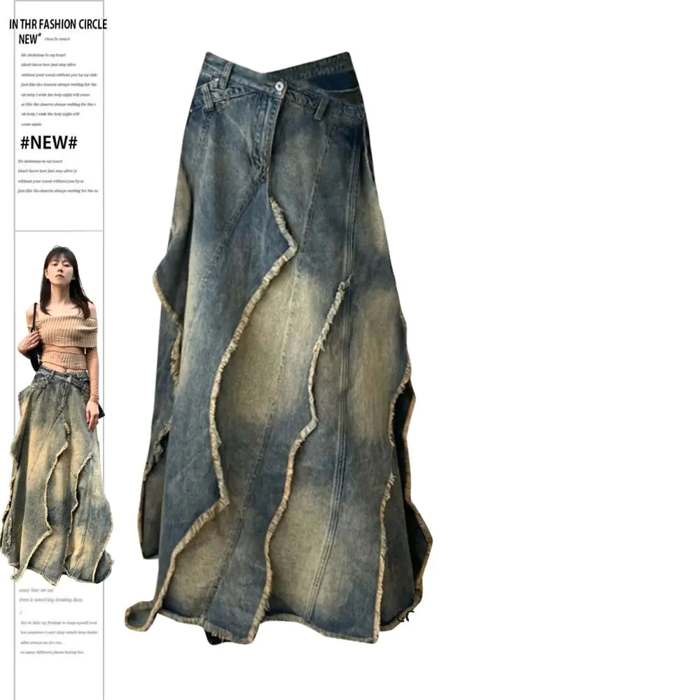 The Irregular Denim Long Skirt