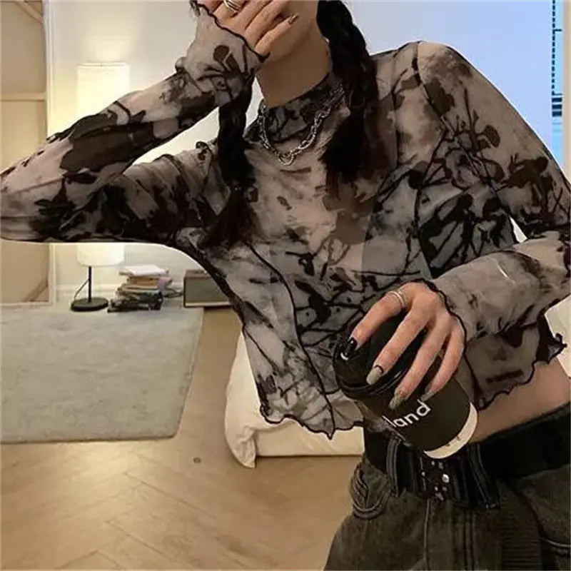 Shadows Motion Long Sleeve Crop Top