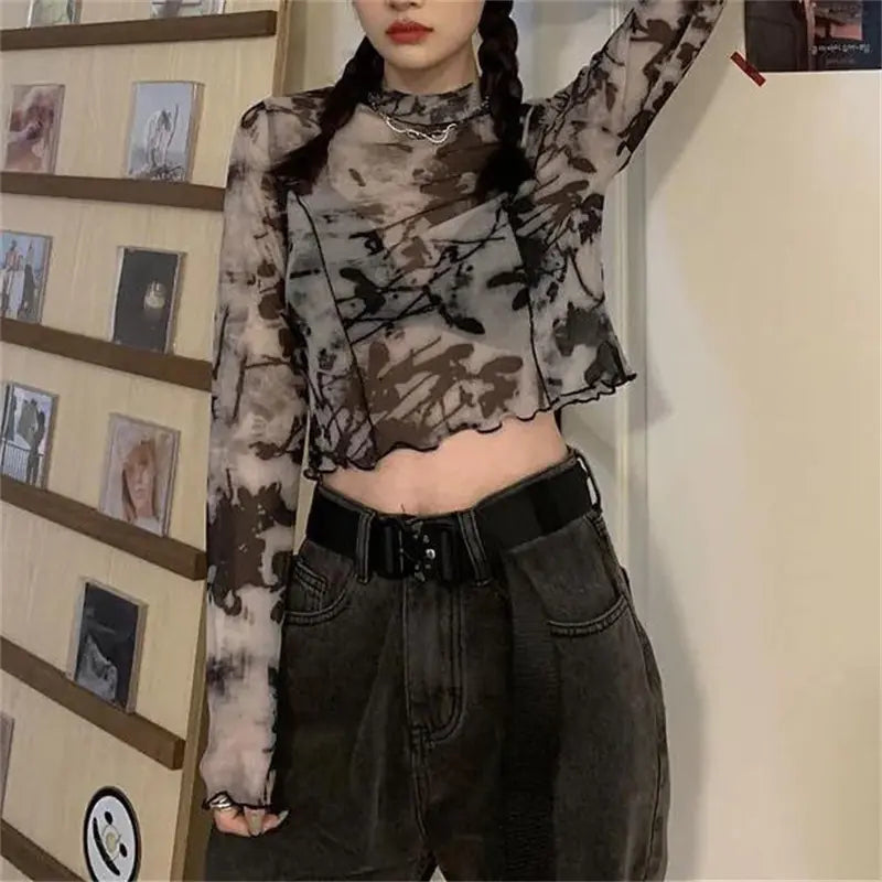 Shadows Motion Long Sleeve Crop Top