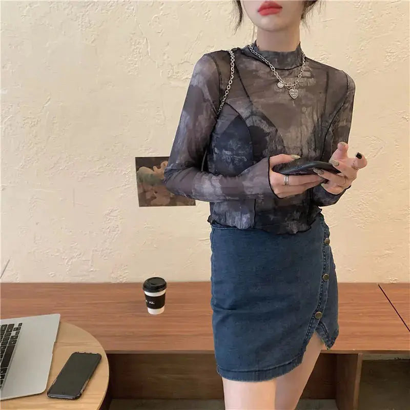 Shadows Motion Long Sleeve Crop Top